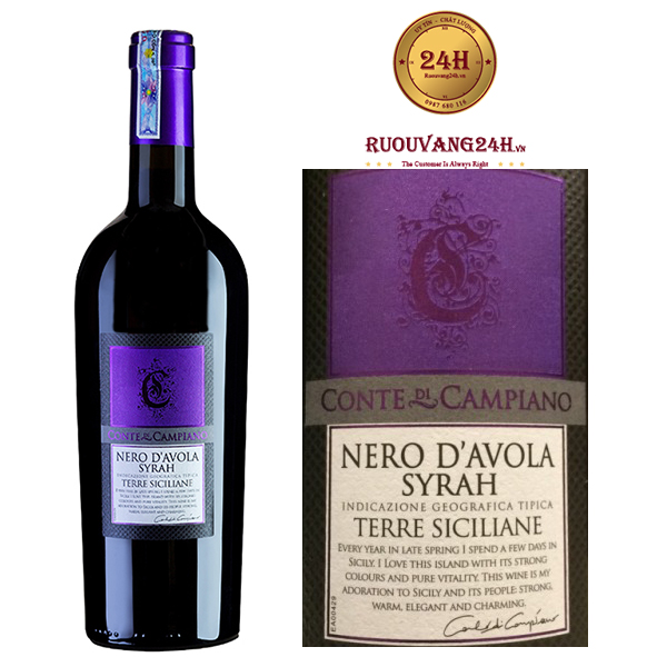 Rượu vang Conte Di Campiano Nero D'avola Syrah Terre Siciliane