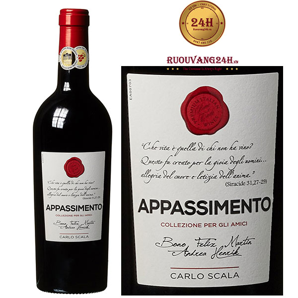 Rượu vang Carlo Scala Appassimento Negroamaro Passito Salento