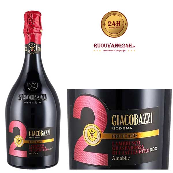 Rượu vang Giacobazzi 2 Lambrusco Di Grasparossa Amabile