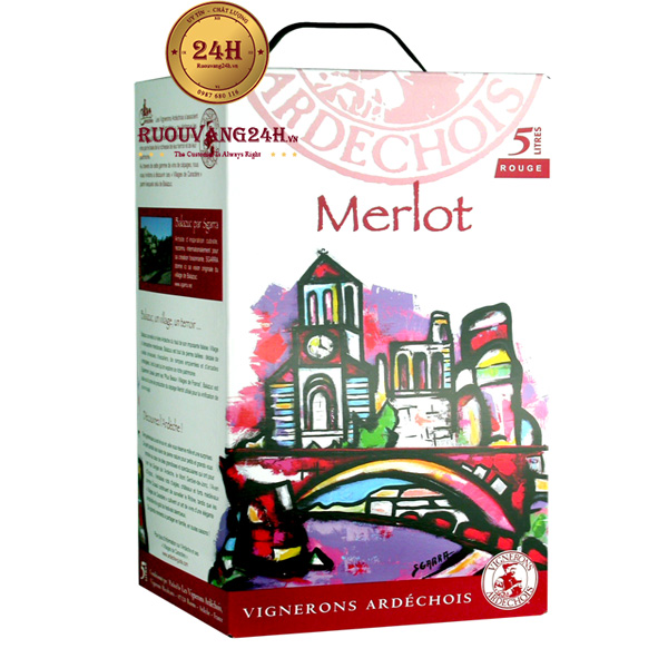 Rượu Vang Bịch Ardeche Merlot Red 5L