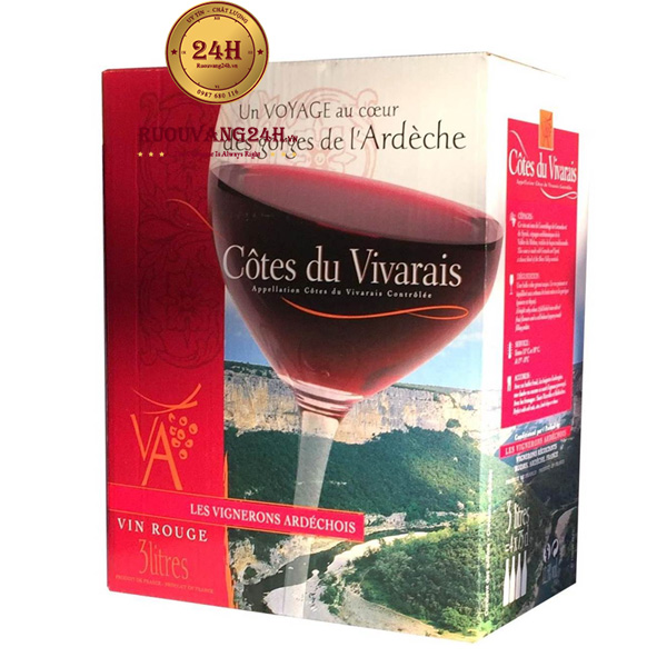 Rượu Vang Bịch Vivarai Rouge Vignerons Archechois 3L