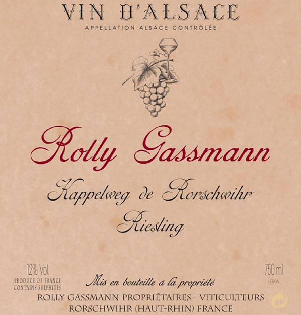 Rượu Vang Rolly Gassmann Kappelweg De Rorschwihr Riesling