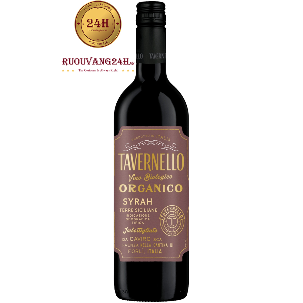 Rượu Vang Tavernello Organico Syrah Terre Siciliane