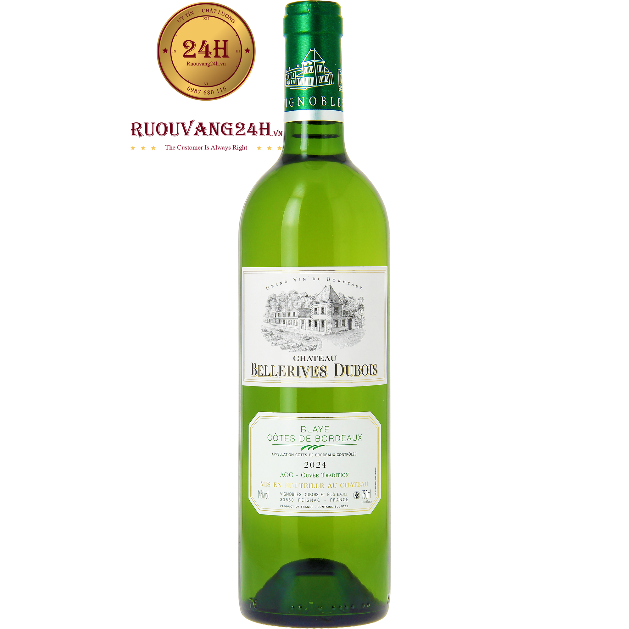 Rượu Vang Trắng Château Bellerives Dubois Blaye Côtes de Bordeaux